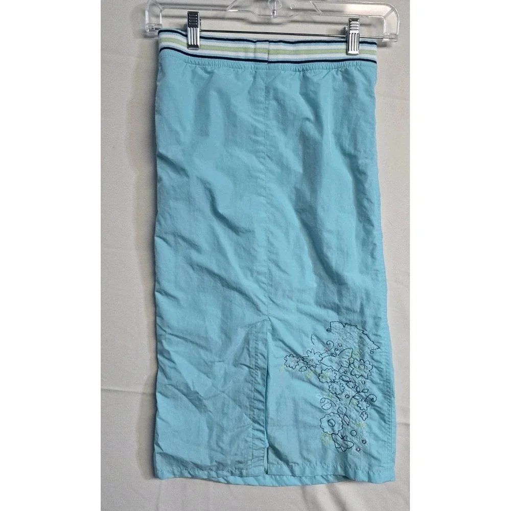 The Children's Place Girls Maxi Skirt Y2K Blue Drawstrings Embroidered 8